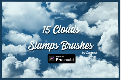 15 Clouds Stamps Brushes for Procreate.