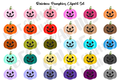 Rainbow Pumpkin clipart, Halloween pumpkins clipart, Autumn Clipart