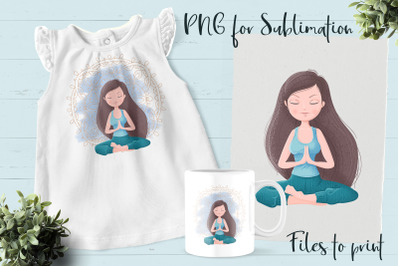 Yoga sublimation. Design for printing.