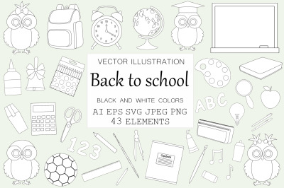 School owls coloring. School owl line. School SVG. Education