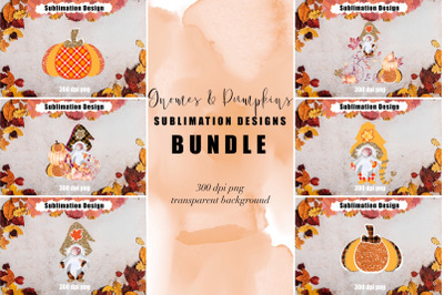 Gnomes &amp; Pumpkins Sublimation Bundle, Fall Sublimation, PNG, Clipart