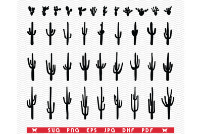 SVG Cactuses, Black Silhouettes, Digital clipart