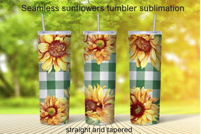 Sunflowers tumbler sublimation 20 oz tumbler Buffalo plaid
