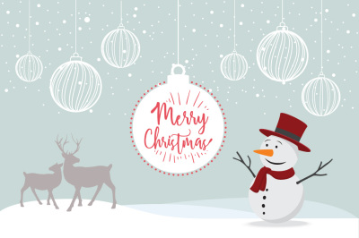 merry christmas elements snowman poster