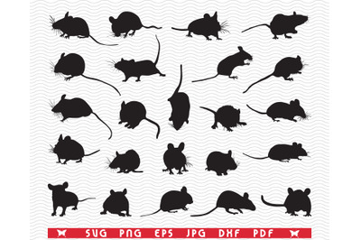 SVG Mice, Mouse, Rodent, Black Silhouettes, Digital clipart