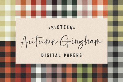 Autumn Fall Gingham Plaid Digital Papers