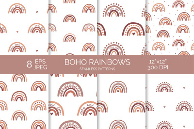 Boho rainbows seamless patterns