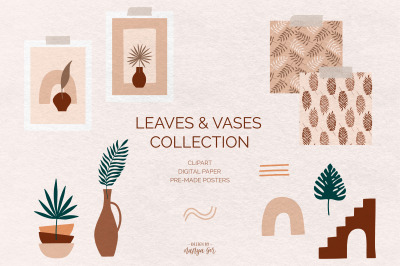 Tropical leaves graphic collection