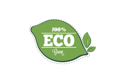 Eco green badge label, vector natural mark icon badge