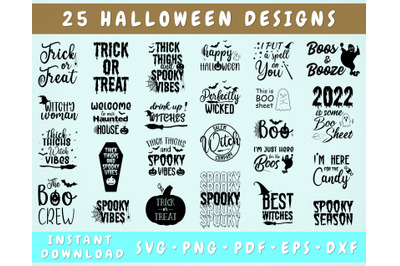 Halloween SVG Bundle, 25 Designs, Halloween Cut Files for Cricut, Silh