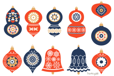 Christmas ornaments clip art set
