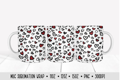 Heart Leopard Mug Sublimation Design. Valentines Mug Wrap.