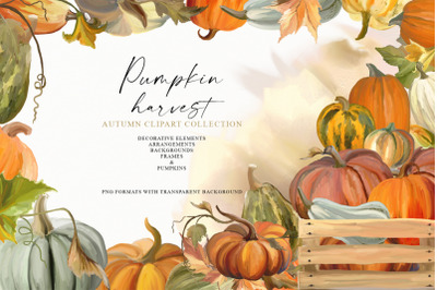 Pumpkin harvest - autumn clipart collection
