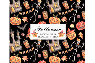Halloween party digital paper. Halloween seamless pattern