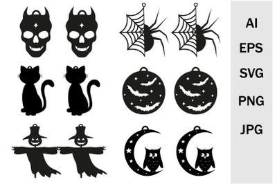 Earrings and pendants for Halloween, svg template