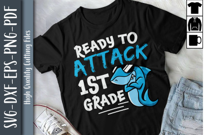 Ready To Attack 1st Grade Shark Funny