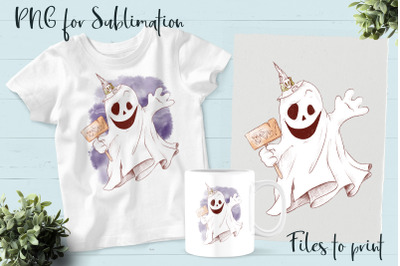 Halloween Ghost sublimation. Design for printing.