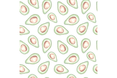 Avocado watercolor seamless pattern. Fruit pattern