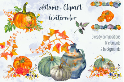 Autumn Pumpkins Clipart Set