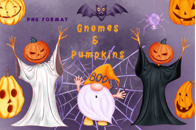 Gnomes and Pumpkins. Design for printing
