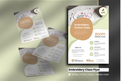 Online Embroidery Class Flyer Template