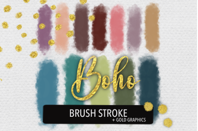 Boho Washi tape and gold elements Brush stroke