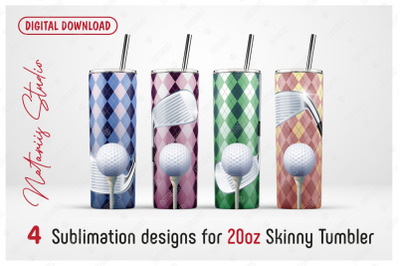 4 Seamless Golf Patterns for 20oz SKINNY TUMBLER.