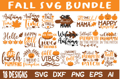 Fall Autumn SVG Bundle, Pumpkin Svg