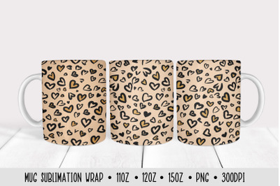 Heart Leopard Mug Sublimation Wrap