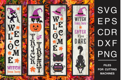 Halloween Porch Signs SVG Mini Bundle With Black Cats