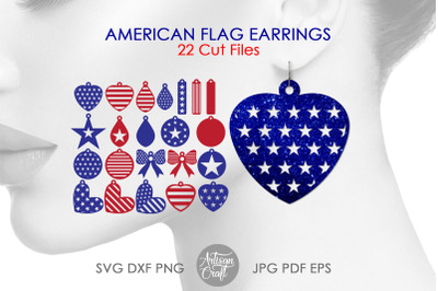 American flag earrings SVG, USA Flag, star and stripes, laser SVG file