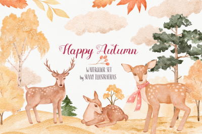 Happy Autumn Watercolor Collection