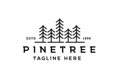 Line Art Fir Coniferous Pine Tree Nature Logo Design