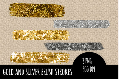 Gold and silver brush strokes