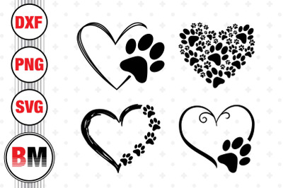 Heart Paw SVG, PNG, DXF Files