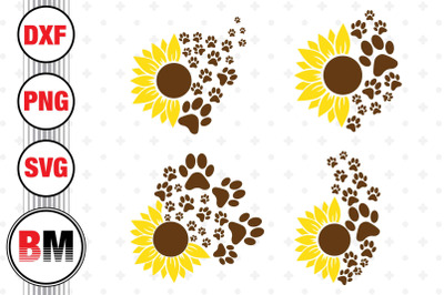 Sunflower Paw SVG, PNG, DXF Files