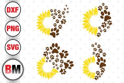 Sunflower Paw SVG, PNG, DXF Files