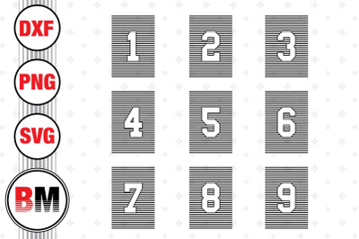 Horizontal Number SVG, PNG, DXF Files