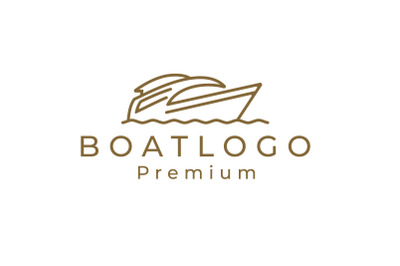 Simple Line art Boat Logo Design Inspiration