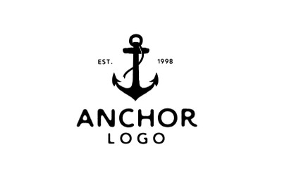 Vintage Hipster Silhouette Anchor Logo Design