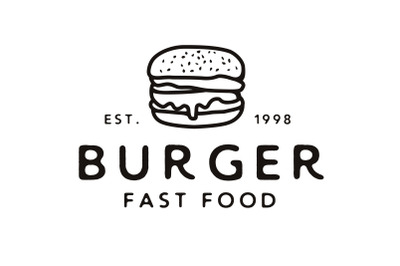 Vintage Hipster Burger Logo Design