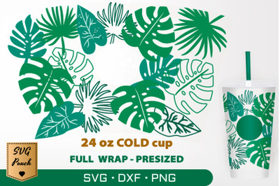 Jungle Leaves cup wrap SVG