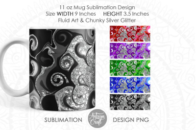 Sublimation Mug Templates, fluid art, glitter PNG sublimation, 11oz mu