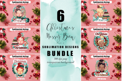 Christmas Messy Bun vol.1 Sublimation Bundle, Xmas Momlife, Clipart