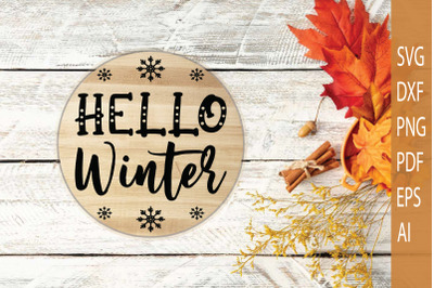 Hello Winter | Christmas Door Sign