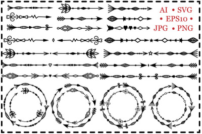 set of openwork arrows and round frames