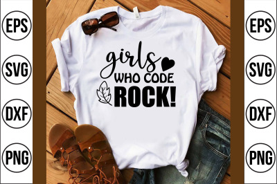 girls who code rock! svg cut file