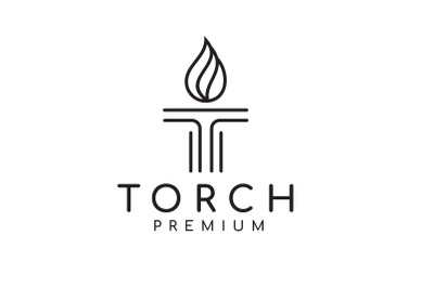 Initial Letter T and Torch Logo Design Tamplate