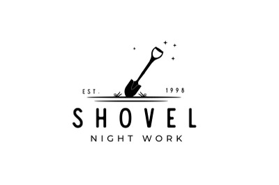 Vintage Shovel Silhouette Logo Design