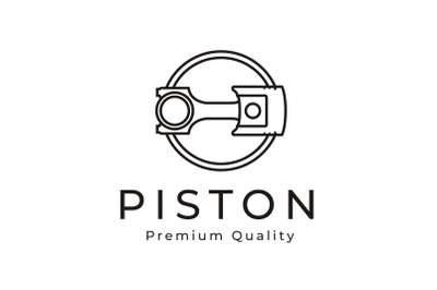 Line art Piston for Automotive Illustration Logo Design